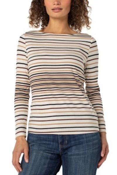 SOFT SIMPLICITY LONG SLEEVE BOAT NECK KNIT TOP