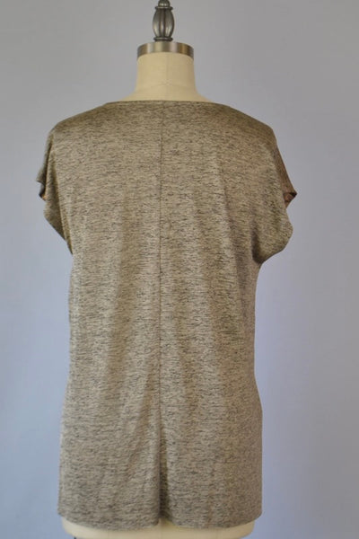 RADIANT FOIL SHINE KNIT HIGH-LOW TOP