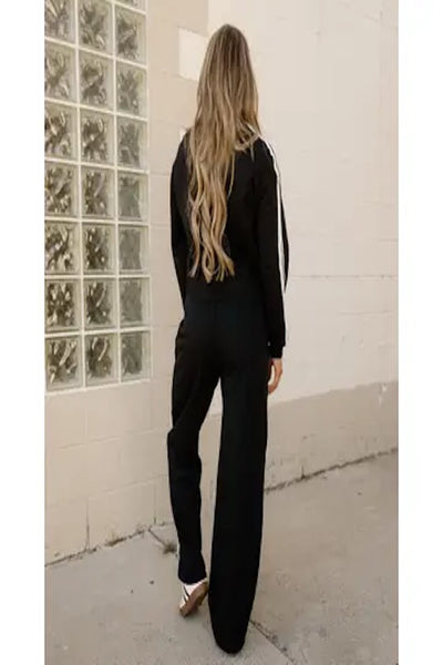 ELEVATED COMFORT VARSITY PULLOVER WIDE LEG PANT & TOP SET