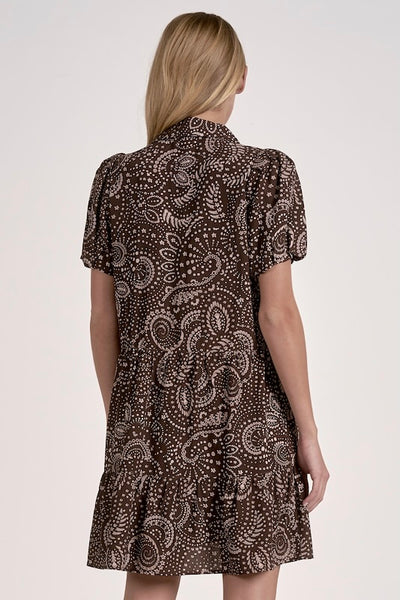 PRETTY PAISLEY PRINT RUFFLE HEM DRESS