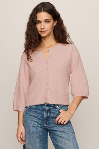 Z Supply cardigan, Valor cardigan, soft blush cardigan, 3/4 sleeve cardigan women, balloon sleeve cardigan, button front cardigan, cropped knit cardigan, spring cardigan women, Z Supply ZW263299, pink cardigan women