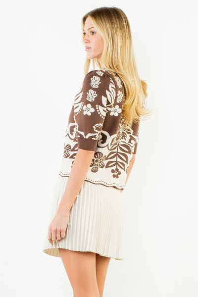 HML floral knit sweater top
brown ivory botanical jacquard sweater
short sleeve knit sweater women
floral print crew neck sweater top
boho knit sweater top women
summer knit floral blouse
THML WK0789 sweater
women's botanical knit top brown
puff sleeve knit sweater top
resort style floral sweater top