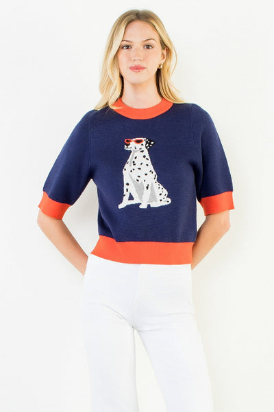 THML Dalmatian graphic knit sweater
women's navy dog graphic sweater
Dalmatian sweater women's fashion
women's navy short sleeve graphic knit top
THML sweater women navy
women's cropped graphic knit sweater
navy and red contrast trim sweater women
women's fun graphic knit sweater
Dalmatian print sweater women
women's viscose blend graphic sweater navy