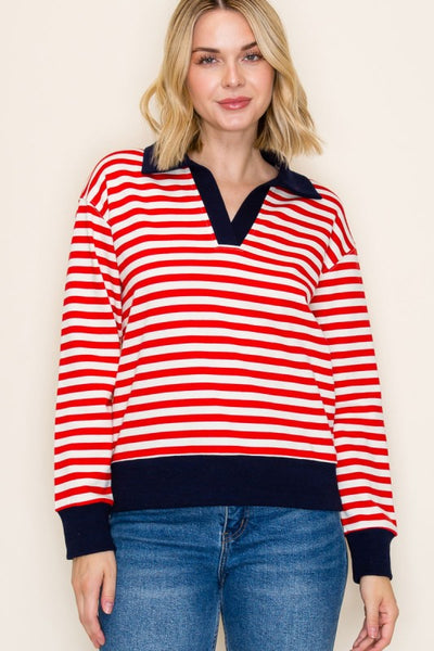 CASUAL AND POLISHED CONTRAST POLO STRIPED SHIRT