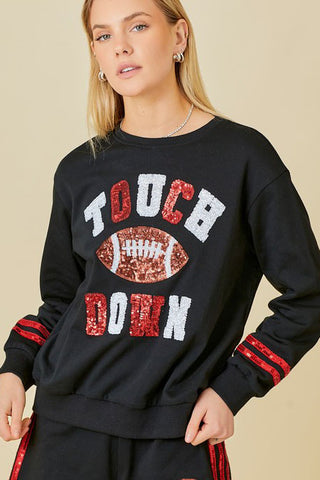 GAME DAY SEQUINNED TOUCHDOWN SWEATSHIRT