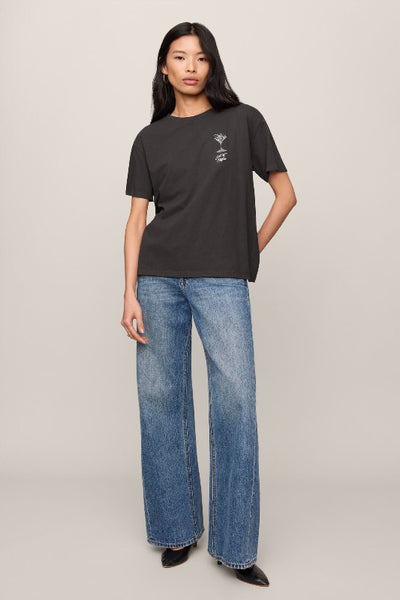 Z Supply graphic tee, martini graphic tee women, boyfriend tee black, oversized graphic tee, out of office tee, 100% cotton graphic tee, boxy graphic tee women, Z Supply GT263628S, Black Sand tee, cocktail graphic tee