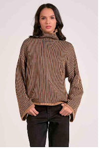 VERSATILE AND TIMELESS STRIPED HIGH NECK SWEATER