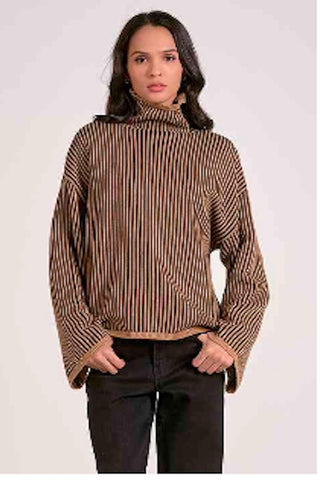 VERSATILE AND TIMELESS STRIPED HIGH NECK SWEATER