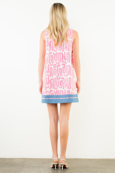 STRIKING SLEVELESS ABSTRACT PATTERN DRESS