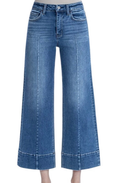 VERVET OLIVIA HIGH RISE ANKLE WIDE TROUSER JEAN-GOLDEN AURA | T6992