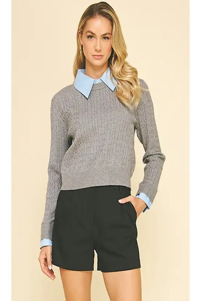 CHIC LAYERED CREWNECK SWEATER