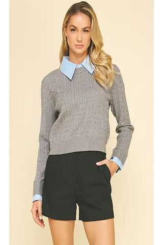 CHIC LAYERED CREWNECK SWEATER