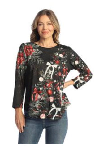 HOLIDAY READY NOEL ROUND NECK TUNIC WITH ROUND HEM