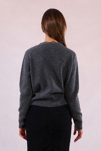 CLASSY AND COZY CARDIGAN WITH SCALLOP TRIM