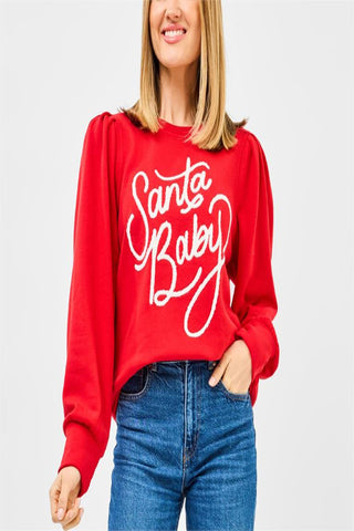 COZY, CUTE, & FESTIVE SANTA BABY PUFF-SLEEVE SWEATSHIRT