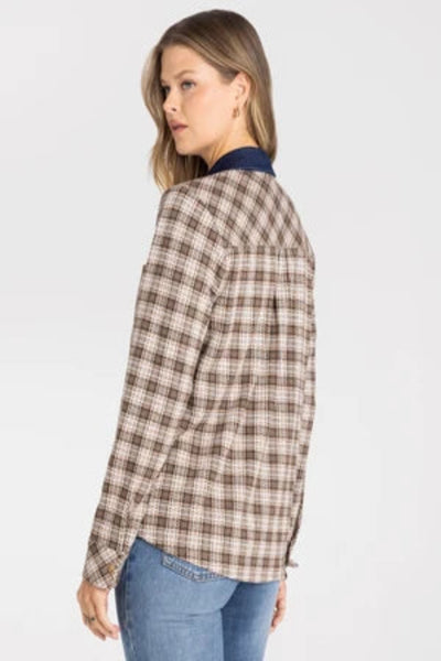 cream brown plaid shirt women contrast collar
Thread and Supply Rowe Top
women's plaid button front shirt navy collar
contrast collar flannel shirt women
Western plaid shirt women fall
soft plaid top relaxed fit women
women's plaid shirt with chest pockets
Thread & Supply plaid top fall 2026
women's casual plaid button down contrast detail
brown cream plaid flannel top women