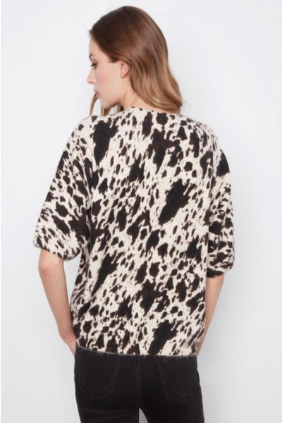 rinted balloon sweater women
abstract animal print sweater women
Charlie B printed knit sweater
elbow sleeve sweater women boutique
cow print knit sweater women
mock neck printed sweater women
balloon shape sweater black white print
women's abstract print pullover sweater
recycled polyester knit sweater women
boutique statement sweater women's fashion