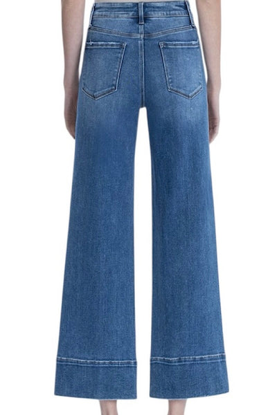 VERVET OLIVIA HIGH RISE ANKLE WIDE TROUSER JEAN-GOLDEN AURA | T6992