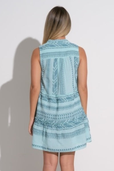 BREEZY BLUE A-LINE COTTON MINI DRESS