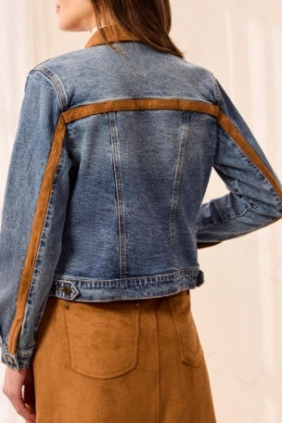 zip front denim jacket with suede trim
tribal denim jacket women's
mixed media denim jacket
light wash denim jacket with zipper
women's suede trim jean jacket
cotton spandex stretch denim jacket
structured denim jacket with welt pockets
fall layering denim jacket
denim jacket with suede collar
dressy denim jacket for women