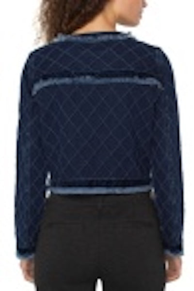 CHIC AND POLISHED FRAY EDGE JACKET WITH VELVET TRIM