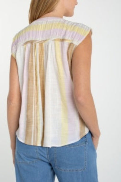 LIVERPOOL DOLMAN BUTTON FRONT WOVEN BLOUSE W/SHIRRING