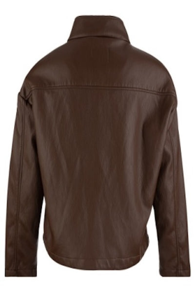 women's chocolate brown faux leather jacket
drop shoulder PU leather jacket women
oversized vegan leather jacket women
chocolate brown leather jacket women
women's faux leather funnel neck jacket
relaxed fit PU leather jacket
women's drop shoulder jacket brown
minimalist faux leather jacket women
women's vegan leather outerwear
brown oversized leather jacket women