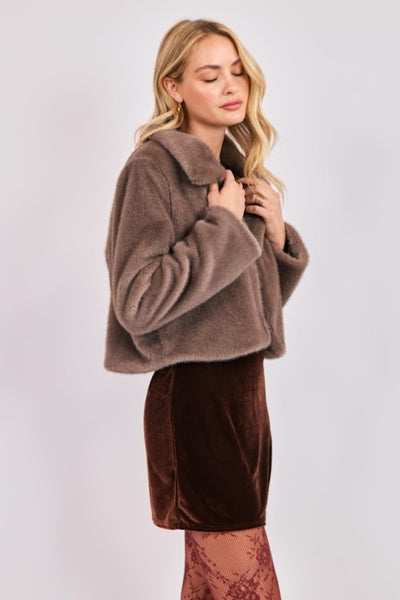 ELEGANT AND CLASSY SHORT FAUX FUR COAT