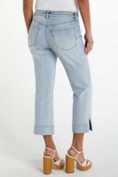 EFFORTLESSLY CHIC LIVERPOOL KENNEDY CROP STRAIGHT WIDE HEM WITH SLIT