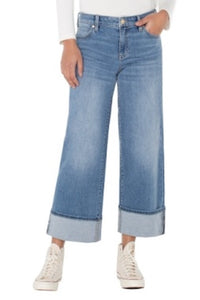 LIVERPOOL MORGAN CUFFED WIDE LEG DENIM PANT