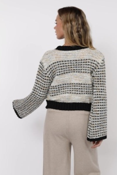 COZY TEXTURED KNIT SWEATER WITH BELL SLEEVES