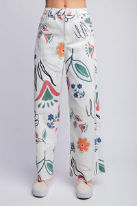 WHIMSEY PRINTED WASHED TWILL WIDE PANTS
