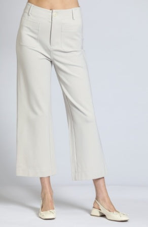 PONTE WIDE LEG CROP PANTS