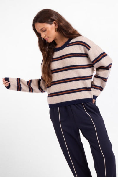 women's stripe knit sweater
boxy crewneck sweater fall
navy rust stripe pullover sweater
Sage the Label sweater
oversized stripe sweater women
dropped shoulder knit sweater
relaxed fit crewneck knit pullover
preppy stripe sweater women's fashion
cozy knit sweater high hip length
women's fall pullover sweater striped