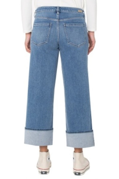 LIVERPOOL MORGAN CUFFED WIDE LEG DENIM PANT