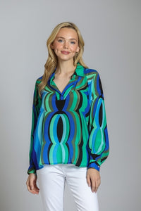 DRAPED ELEGANCE  HALF-PLACKET PULLOVER BLOUSE