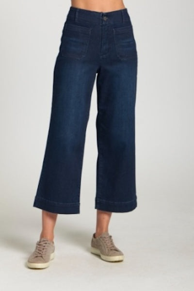 TIMELESS CROPPED WIDE-LEG DENIM WITH PATCH POCKETS
