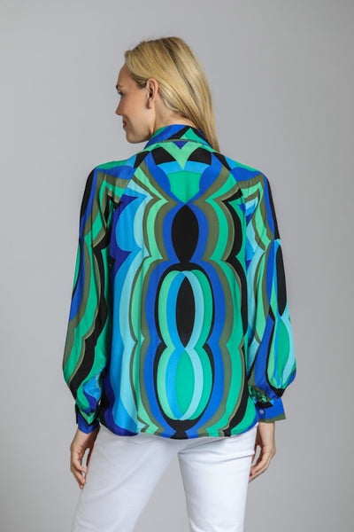 DRAPED ELEGANCE  HALF-PLACKET PULLOVER BLOUSE