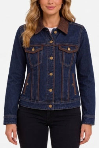 denim trucker jacket with velvet collar
Liverpool denim jacket women
women's dark wash trucker jacket
velvet trim denim jacket
classic jean jacket with stretch
crosshatch denim jacket women
corduroy collar style denim jacket
women's fitted denim trucker jacket
dark blue denim jacket fall outerwear
LM1D72CHF Liverpool jacket