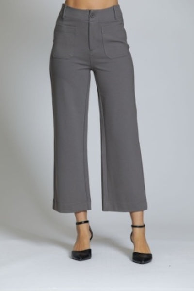 PONTE WIDE LEG CROP PANTS