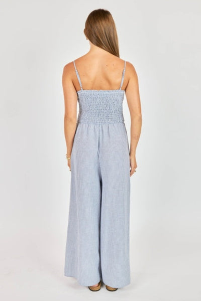 COASTAL VIBES SADIE & SAGE GARDEN SUN SMOCKED JUMPSUIT