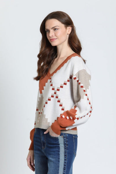 APNY Canyon Knit Pullover
women's geometric argyle sweater
diamond jacquard pullover sweater
women's boho knit sweater rust cream
V-neck balloon sleeve sweater women
women's cropped jacquard sweater
geometric pattern knit pullover women
rust and cream sweater women
women's fall statement sweater
SW233 APNY sweaterDone
