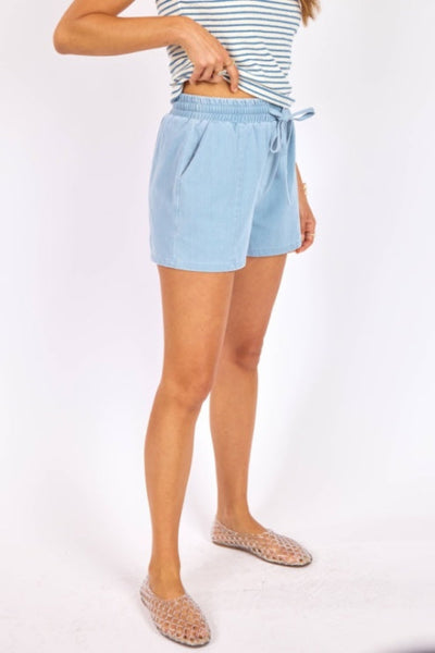CASUAL COOL LIGHT DRIZZLE KNIT DENIM SHORT| SAGE THE LABEL