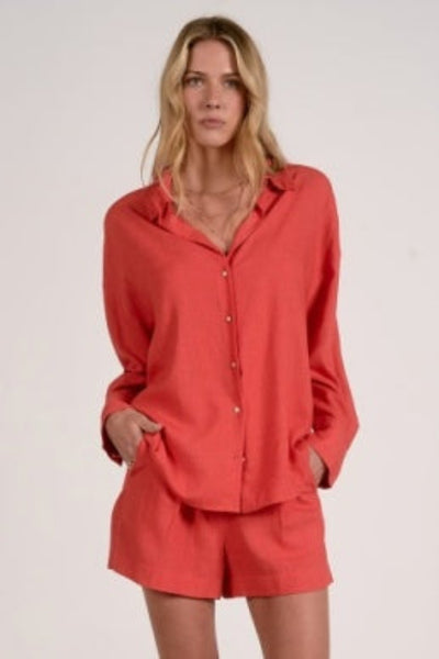 ELAN COLLARED V-NECK BUTTON-DOWN SHIRT