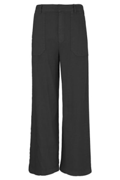 Front view of Topaz high-rise wide leg trousers in Charcoal, showing flattering cropped length and relaxed wide leg silhouette.