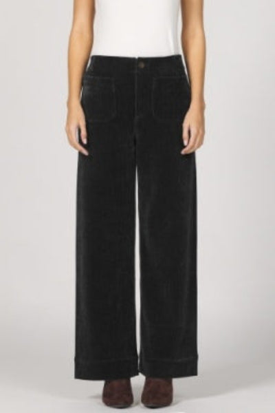 Front view of Dear John Audrey high-rise wide-leg corduroy pants with front patch pockets; Dear John Audrey corduroy pants
women’s wide-leg corduroy pants
high-rise corduroy pants for women
wide-leg pants with front patch pockets
stretch cotton corduroy pants
30-inch inseam wide-leg pants
fall corduroy pants for women
polished wide-leg pants for work
Dear John wide-leg pants