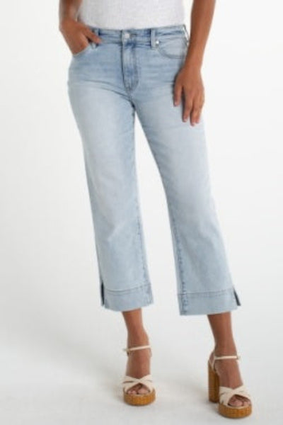 EFFORTLESSLY CHIC LIVERPOOL KENNEDY CROP STRAIGHT WIDE HEM WITH SLIT