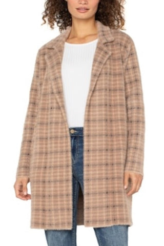 COZY AND SOPHISTICATED PLAID OPEN FRONT SWEATER COAT