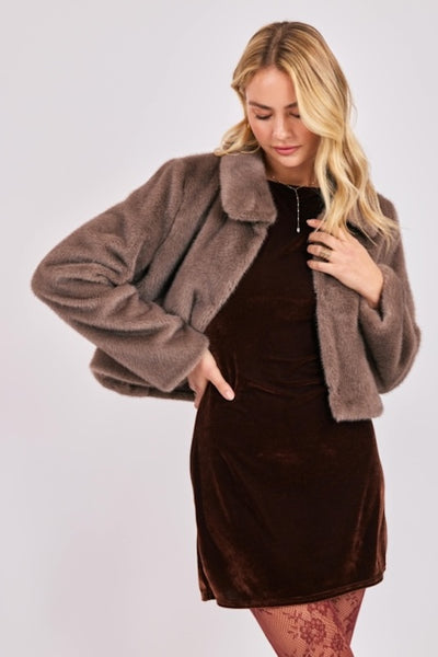ELEGANT AND CLASSY SHORT FAUX FUR COAT