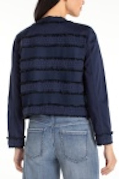 LIVERPOOL COLLARLESS JACKET WITH FRAY & LACE